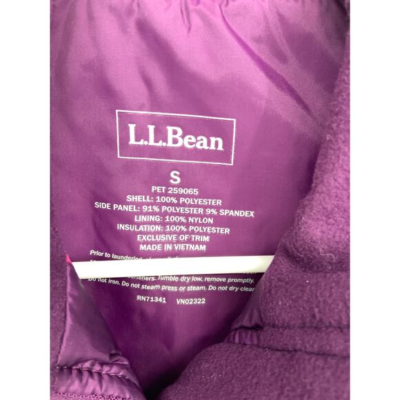L.L. Bean Purple Quilted Full Zip Polyester Puffer Vest Jacket Size S - Picture 3 of 6